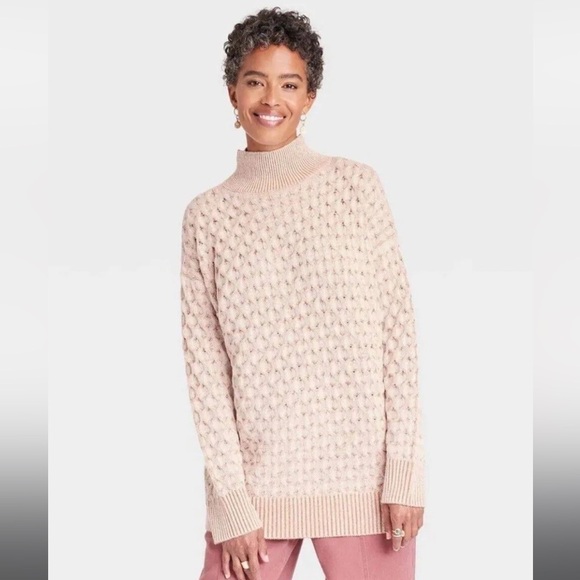 NWOT Knox Rose Woman’s Cream/Orange Turtleneck Sweater, Size XS - Picture 1 of 7